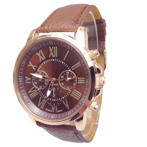 Women Stylish Numerals Faux Leather Analog Quartz
