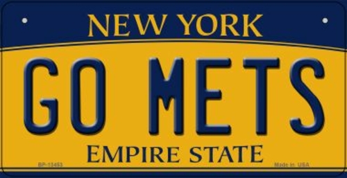 Smart Blonde BP-13453 3 x 6 in. Go Mets Novelty Metal Bicycle Plate