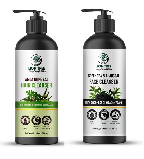 Amla Bhingraj Hair Shampoo and Green Tea & Charcoal Face Wash 200ml