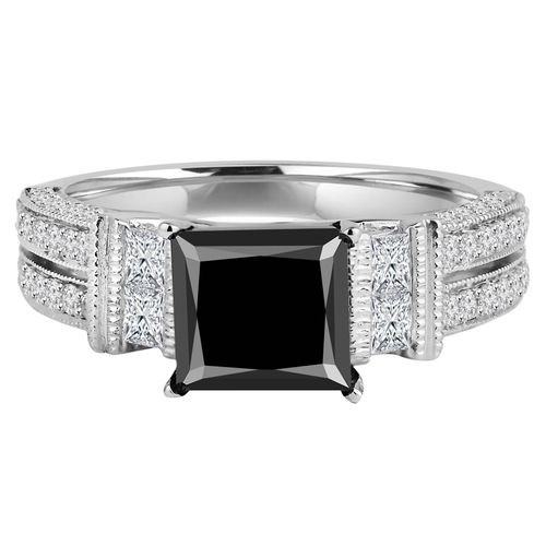 Majesty Diamonds MD190393-3 2.8 CTW Princess Black Diamond Two-Row Sol