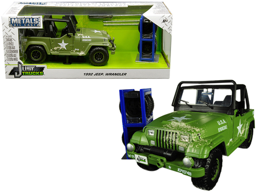 1992 Jeep Wrangler Matt Army Green with Extra Wheels \Just Trucks\"