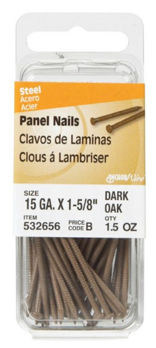 Hillman 532656 1.5 oz Panel Nails  Dark Oak - 1.625 in. - pack of 6