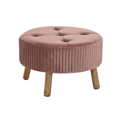 Footrest DKD Home Decor Natural Wood Velvet Light Pink (61 x 61 x 38