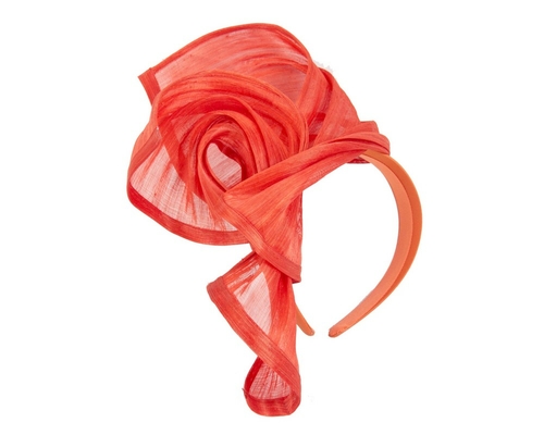 Bespoke orange silk abaca racing fascinator
