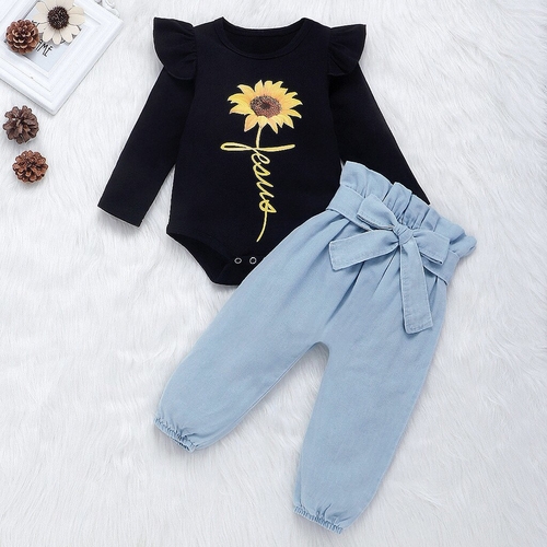 Infant Baby Kids Girls Boys Sunflower Print Long