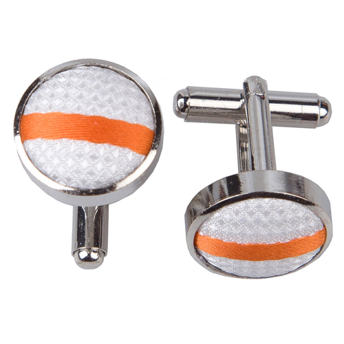 Single Stripe Cufflinks - White & Orange