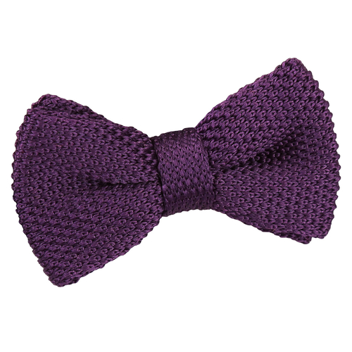 Plain Knitted Pre-Tied Bow Tie - Boys - Cadbury Purple