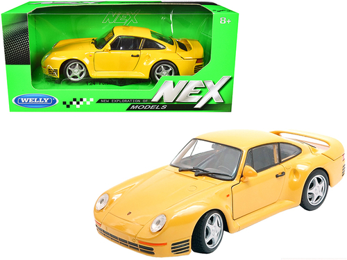 Porsche 959 Yellow with Silver Wheels \NEX Models\" 1/24 Diecast Model