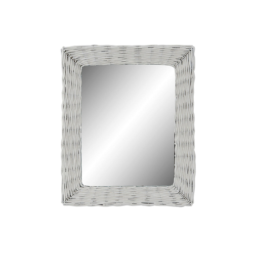 Wall mirror DKD Home Decor Crystal MDF White wicker Cottage (53 x 63 x