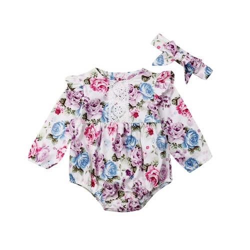 Lovely Newborn Baby Girl Bodysuits Long Sleeve