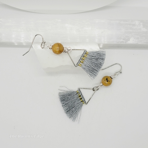 Tassel Earrings with Metal Accent Earrings Handmade