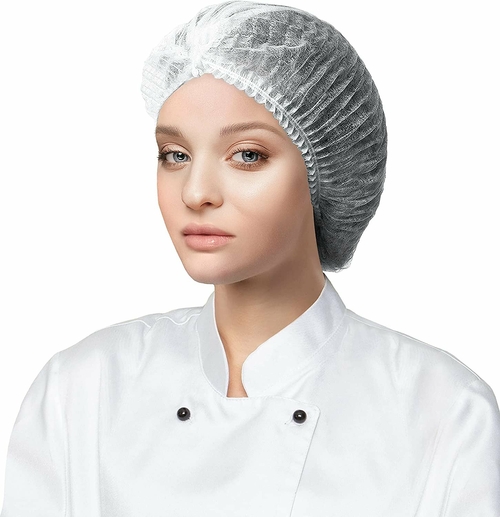 White Mob Caps 21". Pack of 100 Non-Woven Polypropylene Hair Covers