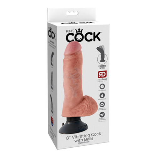 Pipedream King Cock 8 in. Vibrating Cock With Balls Poseable Suction