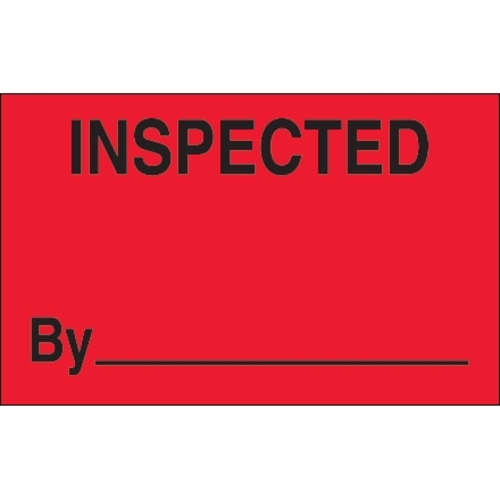 Tape Logic DL1182 1.25 x 2 in. - Inspected Fluorescent Red Labels - Ro