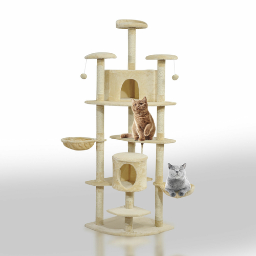 PawHut  79" Scratching Kitten Tree Condo Kitten Scratch Activity