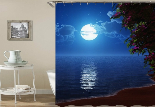 Moon Light Ocean View Shower Curtain