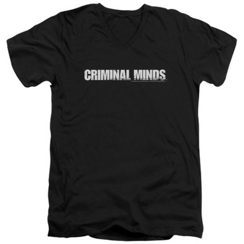Trevco Criminal Minds-Logo - Short Sleeve Adult 30-1 V-Neck Tee - Blac