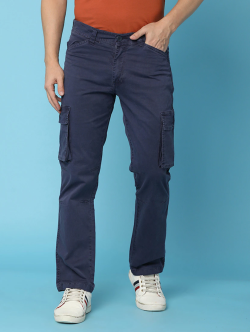 Men’s Cotton Cargo Pants (Color blue) (Size 32)