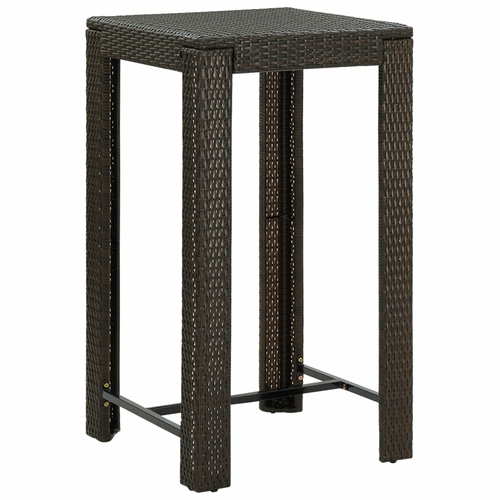 Garden Bar Table Brown 23.8"x23.8"x43.5" Poly Rattan