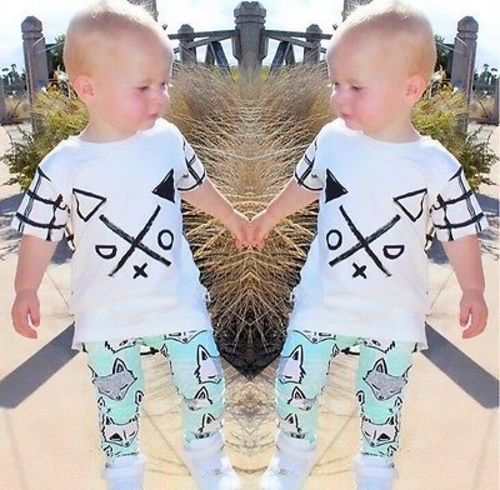 2Pcs set Kid boys clothes set Short sleeve T shirt