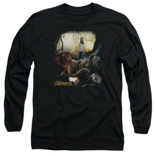 Trevco Labyrinth-Sarah & Ludo Long Sleeve Adult 18-1 Tee- Black - Smal