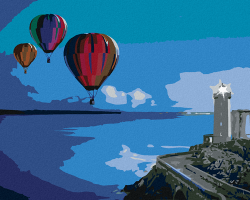 Paint by Numbers - HOT AIR BALLOONS AT A LIGHTHOUSE