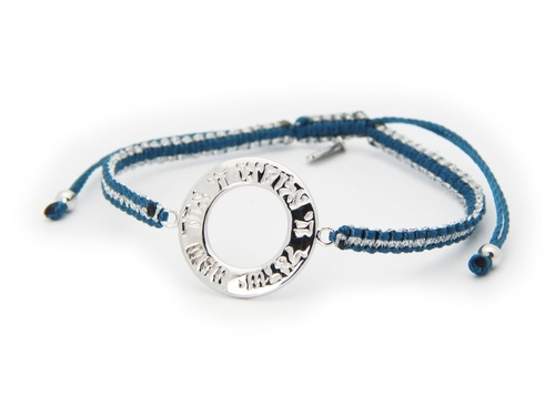 Fronay 2S2372N Shema Adjustable Bracelet, Blue & Metal Cord