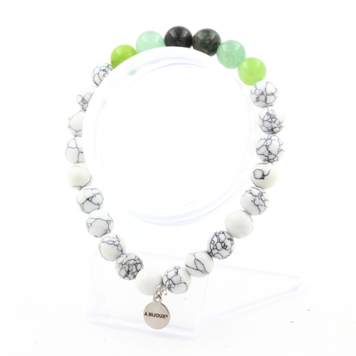 Emerald + Peridot + Aventurine + Howlite Bracelet 8 mm Beads.