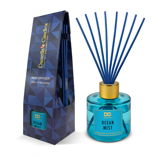 DANIELLA'S CANDLES Ocean Mist Reed Diffuser Set Blue 3.4oz/100mL