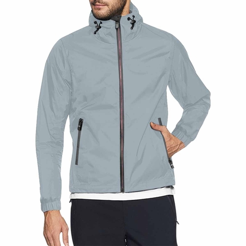 Misty Blue Gray Hooded Windbreaker Jacket - Men / Women