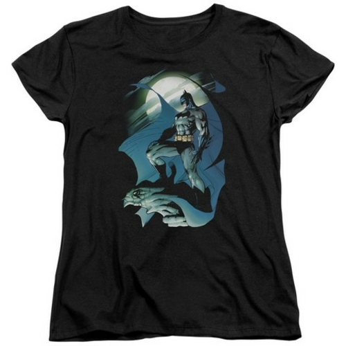 Trevco Batman-Glow Of The Moon - Short Sleeve Womens Tee - Black- Larg