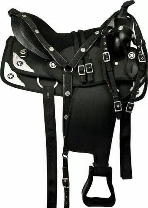 Synthetic Western Barrel Racing Horse Saddle Tack Set Size 13" to 18"