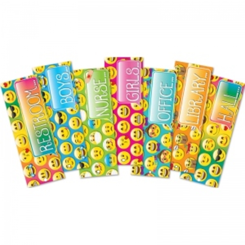 3.5 x 9 in. Emoji Hall Pass 2 Sided Print Laminated Assorted - Pack of