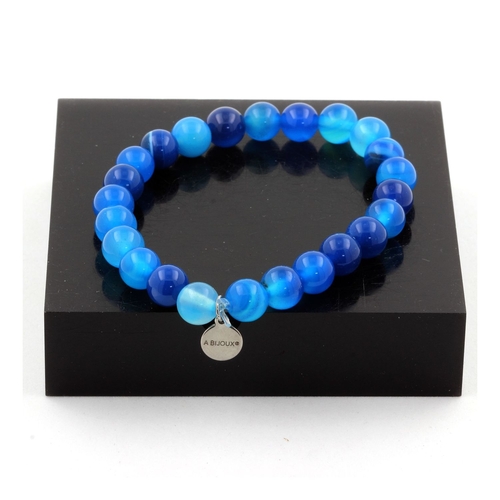 Blue banded Agate Bracelet 8 mm Beads.