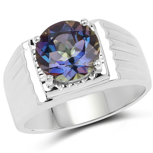 4.75 Carat Genuine Mystic Topaz .925 Sterling Silver Ring
