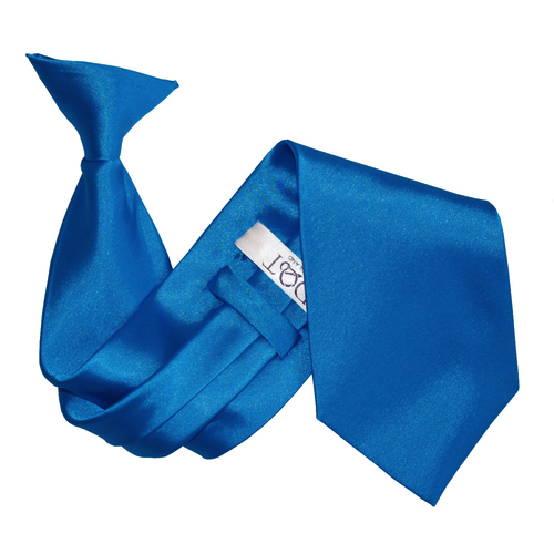 Plain Satin Clip-On Tie - Electric Blue