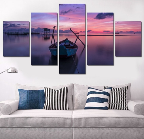 5 Pieces Seascape Boat Set Wall Art