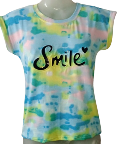 Girls Typography, Printed Cotton Blend T Shirt 