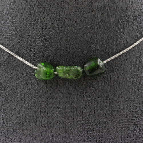 Diopside from Brazil 3 beads necklace.