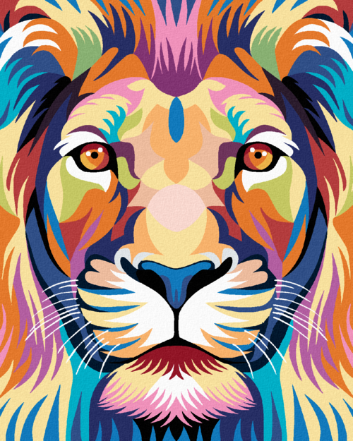 Paint by Numbers - COLOURFUL LION STARING