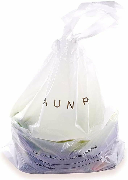 Pack of 1000 Hotel Laundry Gusset Bags 18 x 19 + 4G. Ultra Thin Poly