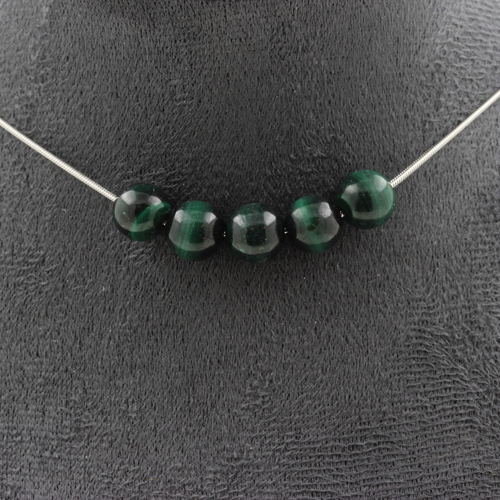Malachite from Congo quality 7A 8 mm 5 beads necklace.