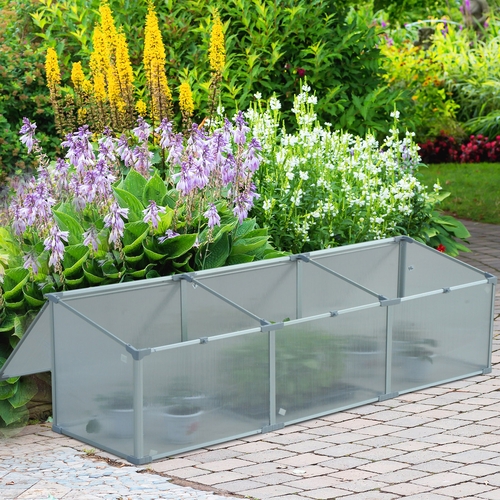 Outsunny 71" Aluminum Vented Cold Frame Greenhouse Easy Access