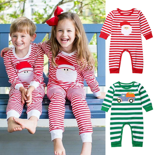 Xmas Newborn Kids Baby Girls Boys Romper Long