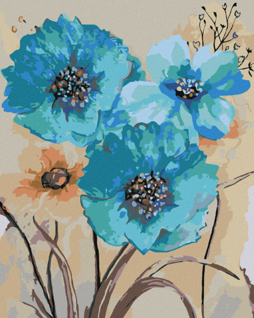 Paint by Numbers - ABSTRACTION OF BLUE FLOWERS III