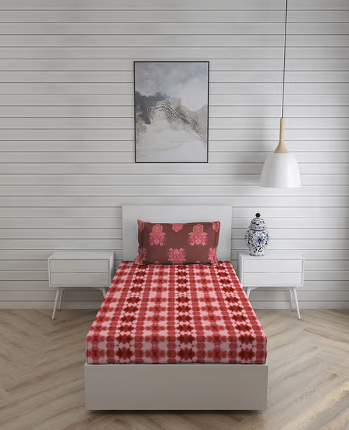 120 TC 100% Cotton Bedsheet with 1 Pillow Cover (Size-SINGLE )