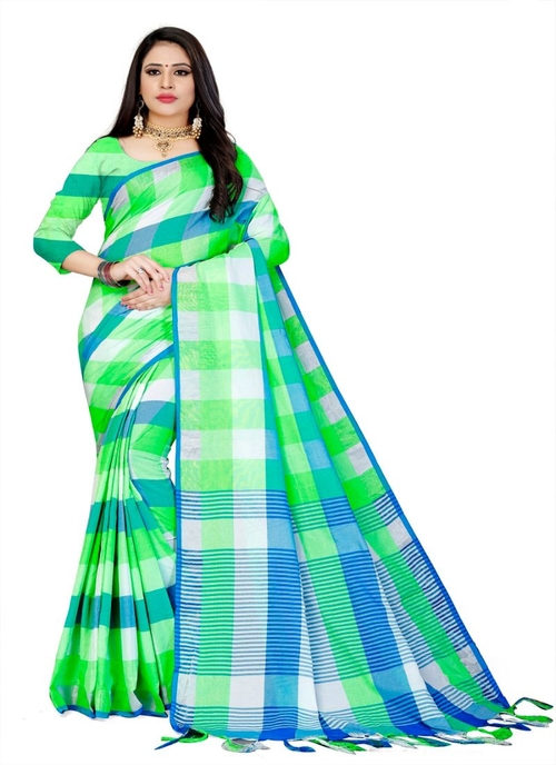 Generic Women's Cotton Saree (Multi, 5-6 Mtrs)