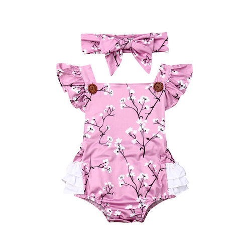 Newborn Kids Baby Girl Floral 2Pcs Sets