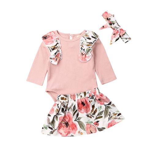 Autumn Baby Kids Girls Clothes Sets 3pcs Cotton