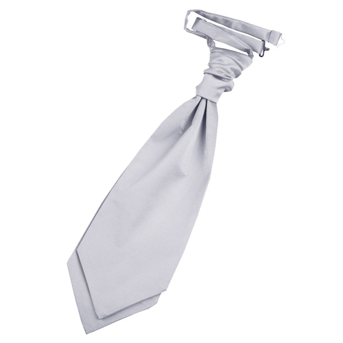 Plain Satin Pre-Tied Ruche Cravat - Silver